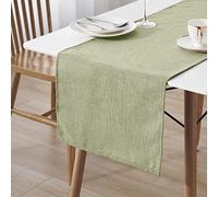 Decomira Table Runner Water-Repellent Linen Look | Stain Protection, Washable | As a Garden Tablecloth Outdoor for Dining Table | Green - 40x260 cm