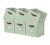 DECOMOMO Cesta de almacenamiento de 6 cubos con soporte para etiquetas para clóset, estantes Kallax, ropa para niños, guardería (cubeta de 13 pulgadas / 6 unidades, verde)