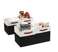 DECOMOMO Kallax Storage Boxes | Storage Cubes 30.5x30.5x30.5cm Fabric Organiser Storage for Wardrobe, Toys, Shelves, Office, Home & Nursery (Black & White- Set of 4)