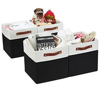 DECOMOMO Kallax Storage Boxes | Storage Cubes 33x33x33cm Fabric Organiser Storage for Wardrobe, Toys, Shelves, Office, Home & Nursery (Black & White- Set of 4)