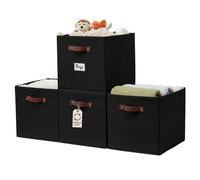 DECOMOMO Storage Basket 13x15x13 Baskets Storage Organization, Bins with Labels (Kallax/ 4pcs, Black)