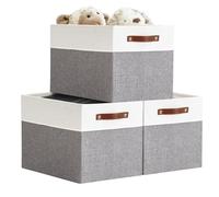 DECOMOMO Storage Baskets for Shelves 13x15x13 Closet Bins for Shelves, Baskets for Closet Organization Kallax Cubby Toy Storage (Grey and White, 3-Pack)