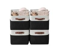 DECOMOMO Storage Baskets | Storage Boxes Fabric Organiser Storage for Wardrobe, Toys, Shelves, Office, Home & Nursery (Large Black and White 15 x 11 x 9.5 - Set of 4)