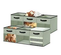 DECOMOMO Storage Bins, Cube Storage Bin with Window, Fabric Storage Cubes for Shelves (11" / 6pcs, Green)