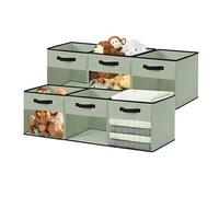 DECOMOMO Storage Cubes, 13 inch Cube Storage Bins with Window, Fabric Organizer Bins (13" / 6pcs, Green)