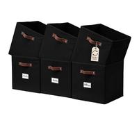 DECOMOMO Storage Cubes, 13x13x13 Storage Cube Bins with Labels, Fabric Organizer Bins (13" / 6pcs, Black)