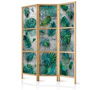 decomonkey 3 panel Room Divider - 54" x 68" / 135 x 171cm Natural Green Plants Grey Background Decorative Privacy Screen for Room Separation Home Office Spa