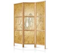 decomonkey 3 panel Room Divider - 54" x 68" / 135 x 171cm Yellow Japan Style Decorative Privacy Screen for Room Separation Home Office Spa