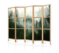 decomonkey 5 panel Room Divider - 89" x 68" / 225 x 171cm Forest in the Mist Decorative Privacy Screen for Room Separation Home Office Spa