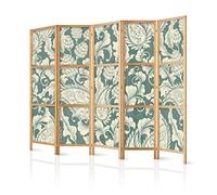 decomonkey 5 panel Room Divider - 89" x 68" / 225 x 171cm Ornament Plants Nature Decorative Privacy Screen for Room Separation Home Office Spa