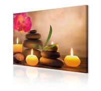 decomonkey | Aromatic Candles Canvas Print | 35.4" x 23.6" / 90x60 cm | Wall Art | Wall Picture | Non-Woven Canvas | Photo 1 piece | Zen Stones Wellness Image Modern Decoration Print Decor Living Room