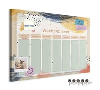 decomonkey Canvas Planner Pin Board with 50 pins - 35.4" x 23.6" / 90x60 cm Fibreboard Push pin Wall Art - Bedroom Office Living Room - Weekly Planner German