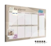 decomonkey Canvas Planner Pin Board with 50 pins - 35.4" x 23.6" / 90x60 cm Fibreboard Push pin Wall Art - Bedroom Office Living Room - Brown-Beige Weekly Planner English