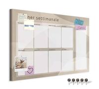 decomonkey Canvas Planner Pin Board with 50 pins - 35.4" x 23.6" / 90x60 cm Fibreboard Push pin Wall Art - Bedroom Office Living Room - Brown-Beige Weekly Planner Italian
