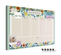 decomonkey Canvas Planner Pin Board with 50 pins - 35.4" x 23.6" / 90x60 cm Fibreboard Push pin Wall Art - Bedroom Office Living Room - Weekly Planner with Flowers Italian