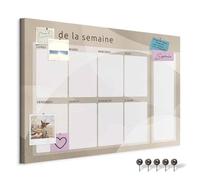 decomonkey Canvas Planner Pin Board with 50 pins - 35.4" x 23.6" / 90x60 cm Fibreboard Push pin Wall Art - Bedroom Office Living Room - Brown-Beige Weekly Planner French