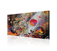 decomonkey Canvas Print Abstract 31.5" x 15.7" / 80x40 cm 1-piece canvas prints Picture on canvas Fleece wall mural Art print Wall decoration Living room Modern Art Pouring Effect Orange Colourful