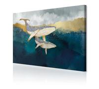 decomonkey | Canvas Print Animals | 23.6" x 15.7" / 60x40 cm | Wall Art | Wall Picture | Non-Woven Canvas | Photo 1 piece | Whales Underwater Heaven Sea Image Decoration Print Decor | Blue