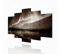 decomonkey | Canvas Print Aurora Northern Lights | 39.4" x 19.7" / 100x50 cm | Wall Art | Wall Picture | Non-Woven Canvas | Photo 5 pieces | Landscape Decoration Print Decor Living Room | Night Sky