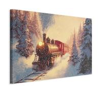 decomonkey Canvas Print Christmas train 23.6" x 15.7" / 60 x 40 cm 1-piece canvas prints Picture on canvas Wall art Art print decoration Living room Gift Christmas train Snow Winter