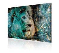 decomonkey | Canvas Print Lion Abstract | 35.4" x 23.6" / 90x60 cm | Wall Art | Wall Picture | Non-Woven Canvas | Photo 1 piece | Animal Jungle Africa Decoration Print Decor | Living Room | Blue