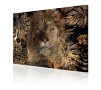 decomonkey | Canvas Print Lion Abstract | 47.2" x 31.5" / 120x80 cm | Wall Art | Wall Picture | Non-Woven Canvas | Photo 1 piece | Animals Leaf Africa Home Decoration Print | Living Room | Black