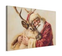 decomonkey Canvas Print Nicholas with reindeer 23.6" x 15.7" / 60 x 40 cm 1-piece canvas prints Picture on canvas Wall art Art print decoration Living room Gift Reindeer Christmas