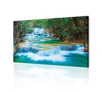 decomonkey | Canvas Print Waterfall Cascade Nature | 59" x 19.7" / 150x50 cm | Wall Art | Wall Picture | Non-Woven Canvas | Photo 1 piece | Landscape Modern Decoration Print Decor | Bedroom | Blue