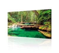 decomonkey | Canvas Print Waterfall Forest Lake | 47.2" x 15.7" / 120x40 cm | Wall Art | Wall Picture | Non-Woven Canvas | Photo 1 piece | Nature Landscape Modern Decoration Print Decor | Living Room