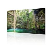 decomonkey | Canvas Print Waterfall Forest Lake | 59" x 19.7" / 150x50 cm | Wall Art | Wall Picture | Non-Woven Canvas | Photo 1 piece | Nature Landscape Modern Decoration Print Decor | Bedroom Green