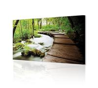 decomonkey | Canvas Print Waterfall Forest River | 59" x 19.7" / 150x50 cm | Wall Art | Wall Picture | Non-Woven Canvas | Photo 1 piece | Nature Landscape Modern Decoration Print Decor | Bedroom Green