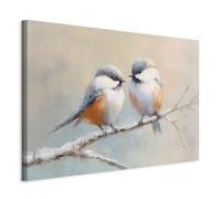 decomonkey Canvas Print Winter birds 47.2" x 31.5" / 120 x 80 cm 1-piece canvas prints Picture on canvas Wall art Art print decoration Living room Gift Birds Branch Winter Snow