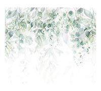 decomonkey Photo Wallpaper Green Leaves 400 x 280 cm - Watercolor Plants Wall Mural Non-Woven Murals Wall Art Fleece Modern Print Home Decoration Design Picture Abstract Bedroom Living Room