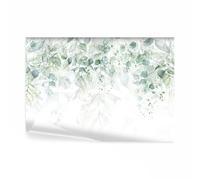 decomonkey Photo Wallpaper Green Leaves Watercolor Plants 350 x 256 cm