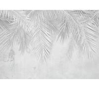 decomonkey Photo Wallpaper Palm Leaves 250 x 175 cm - Nature Vintage Wall Mural Non-Woven Murals Wall Art Fleece Modern Print Home Decoration Design Picture Abstract Grey Bedroom Living Room