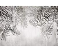 decomonkey Photo Wallpaper Palm Leaves 400 x 280 cm - Nature Vintage Wall Mural Non-Woven Murals Wall Art Fleece Modern Print Home Decoration Design Picture Abstract Grey Bedroom Living Room