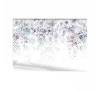 decomonkey Photo Wallpaper Purple Leaves Watercolor Plants 350 x 256 cm