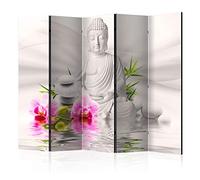 decomonkey Screen room divider interior Buddha 225x172 cm 5 Piece Double Sided Room Divider Wall Standing Partition Privacy Screen Spanish Wall Living Room Wood Oriental