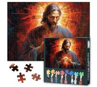 Decompression Funny Christian Concept Puzzles 1000 Pieces Sacred Heart of the Lord Jigsaw Puzzles for Adults Puzzle Art for Adults Games Home Decor Challenging Puzzle Gifts 27.5"X19.7"