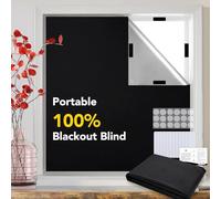 Deconovo 100% Blackout Blind, 300x145cm Portable Blackout Blinds Stick on with 18 Round Nano Tapes and Adhesive Tapes, Easy to Stick on and Take down, Black out Blinds Fits Any Window Shape