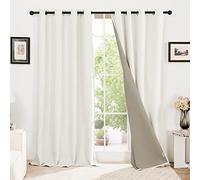 Deconovo 100% Blackout Curtains Energy Saving Full Shade Eyelet Thermal Insulated Curtains for Bedroom, Greyish White W46 x L72 Inch One Pair
