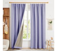 Deconovo 100% Blackout Curtains Faux Linen Noise Reducing Thermal Insulated Curtains for Girls Bedroom, Purple W52 x L84 Inch One Pair