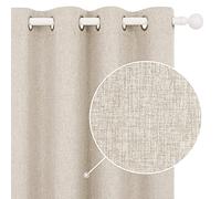 Deconovo 100% Blackout Curtains Faux Linen Thermal Insulated Eyelet Curtains for Bedroom W46 x L54 Inch Pale Khaki One Pair