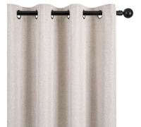 Deconovo 100% Blackout Curtains with TPU Backing Natural Faux Linen Look Eyelet Drapes Thermal Insulated Curtains for Bedroom, Linen, W46 x L72 Inch 2 Panels