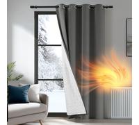 Deconovo 2-Layers Door Curtain Draught Reducing, Blackout Curtain 90 Inch Drop, Eyelet Drapes with Thick Microfiber Liner, Noise Reducing Panels for Big Window, 52"x 90", 1 Panel