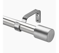 Deconovo 25mm Adjustable Curtain Poles 76-122cm with Brackets and Classic Finials, Metal Extendable Curtain Poles for Door Way, Telescopic Door Curtain Rod, Silver