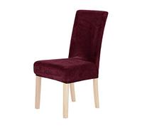 Deconovo 4 PCS for Bedroom Velvet Solid Decorative Soft Washable Dining Room Chair Cover Removable Seat Cover Dining Chair Elastic Slipcover Spandex Chair Covers Wine Red