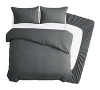 Deconovo 4 Piece Super King Bedding Set, Brushed Microfibre Super King Size Duvet Cover Set with 35cm Deep Fitted Sheet and 2 Pillowcases, Soft Quilt Cover for Superking Bed - Grey
