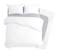 Deconovo 4 Piece Super King Bedding Set, Brushed Microfibre Super King Size Duvet Cover Set with 35cm Deep Fitted Sheet and 2 Pillowcases, Soft Quilt Cover for Superking Bed - White