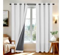 Deconovo 90 Inch Drop Full Blackout Curtains Thermal Insulated Drapes Faux Linen Eyelet Curtains with TPU Coating for Living Room, Greyish White, W66 x L90 Inch 2 Panels